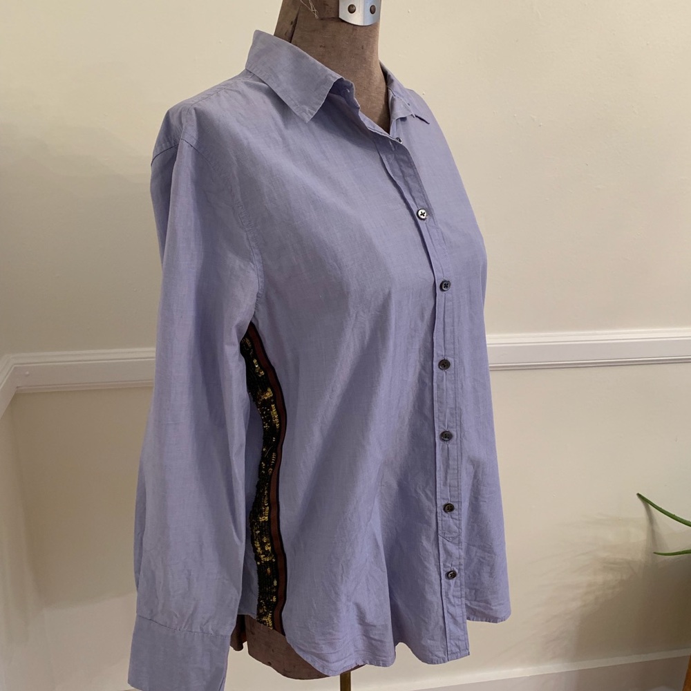 J. Crew blue oxford shirt w/ fancy trim Sz 10
